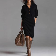 Winter Sweater Dress – Warm Long Sleeve V-Neck Pullover