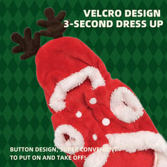 Christmas Cat Costume Red Cape with Antlers & Christmas Tree Design, Cute Santa Outfit for Cats and Kittens Holiday Party Photos