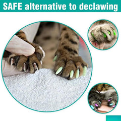100 Pcs Cat Nail Caps | Cat Claw Covers with Adhesives and Applicators | 5X Different Glitter Colors (XS)