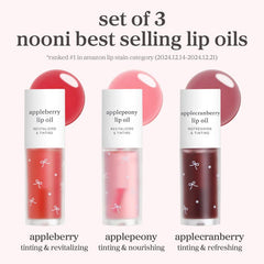 Nooni Korean 2025 Holiday Lip Tint Stain Trio Bundle | Glossy Lip Stain, Tinting & Long Lasting, Moisturizing Lip Care Hydrate Lipgloss Lipstick Makeup Glossy Hydrating Moisturizer Plump Trnasfer-Proof