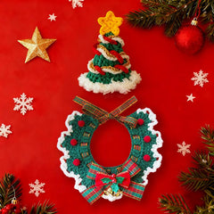 Cat & Dog Christmas Costume – Hand-Knitted Hat & Scarf Set, Cute Collar Accessory, Holiday Pet Outfit, Bib for Pets Winter