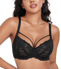 Dotvol Women'S plus Size Comfort Unlined Bra Sexy Floral Lace Wire Underwire Full Coverage Bra