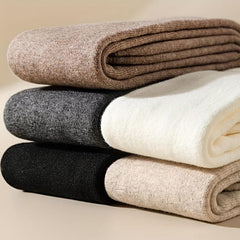Fleece-Lined over the Knee Socks - 3 Pack Black Cream White Brown Warm Winter