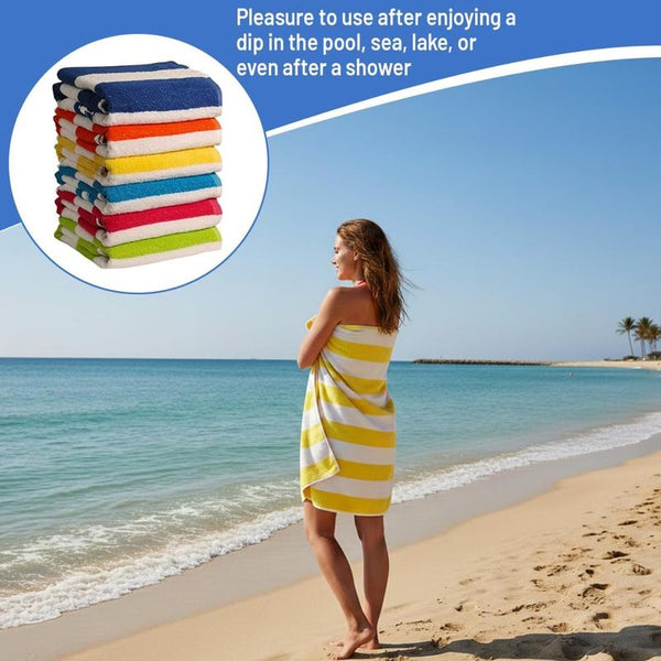 100% Cotton Bath Towel, Pack of 6, Cabana Lightweight Stripe
