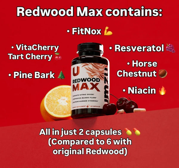 UMZU Redwood MAX 60 Capsules, Nitric Oxide, Blood Flow & Stamina