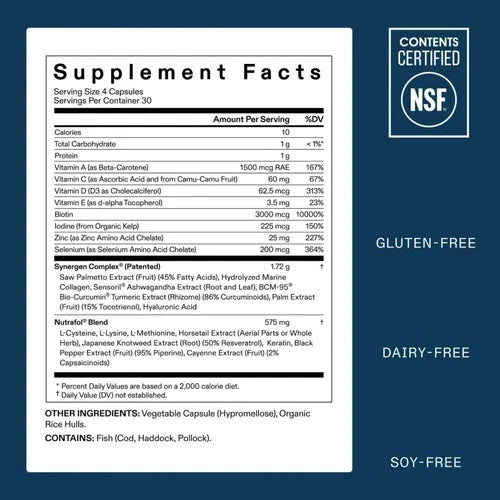 Men Hair Growth Nutraceuticals Dietary Supplement 120 Capsules