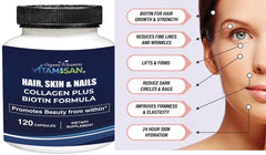 Organic Biotin & Collagen Hair Growth Supplement Hair, Skin